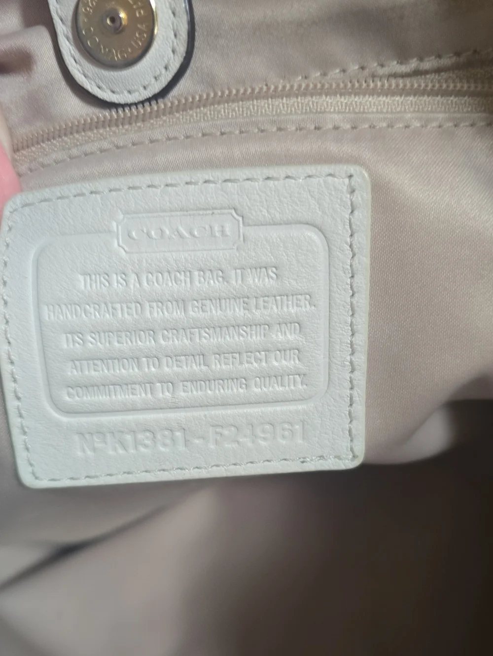 Coach Cream Shoulder Bag with Buckle Detail - Picture 3 of 5